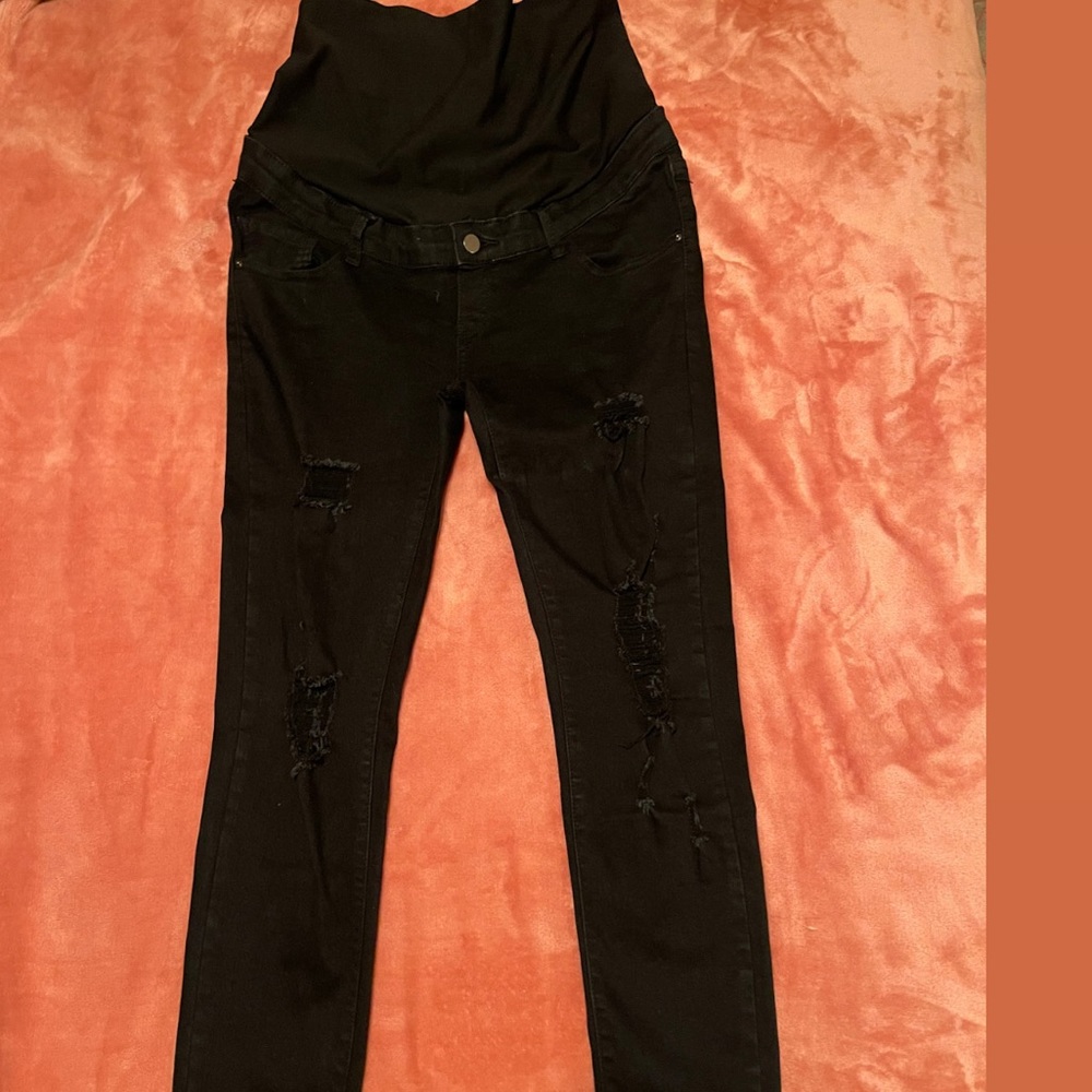Maternity Black Ripped Skinny Jeans